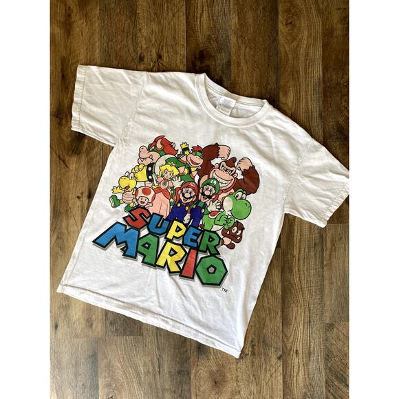 Vintage Youth Medium Super Mario White Character Graphic Tee - Picture 2 of 6